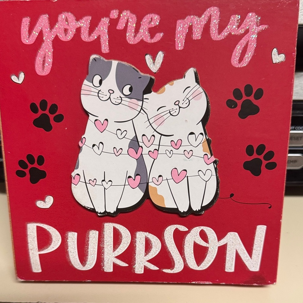 Cute Cat Wall Art - Red and White